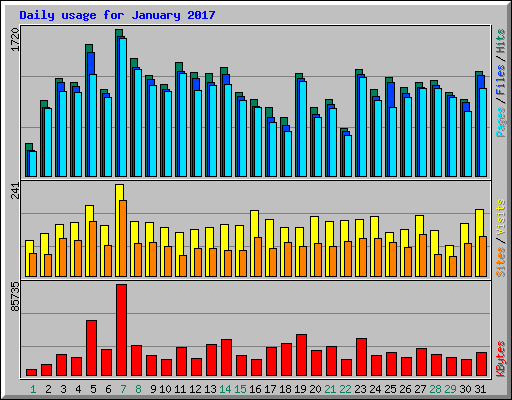 Daily usage for January 2017