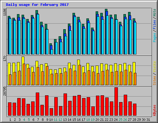 Daily usage for February 2017