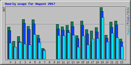 Hourly usage for August 2017